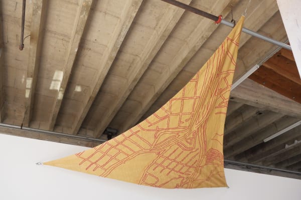 Rania Ho Little Hollywood, 2022 embroidered sunshade 108 x 108 x 108 in 274.3 x 274.3 x 274.3 cm