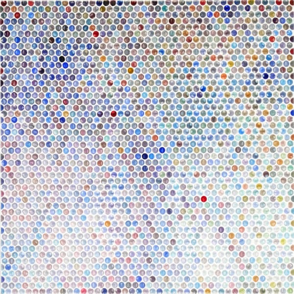 Bubble wrap indents cast into plaster and painted in various colors