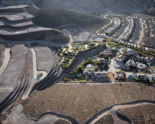 Michael Light Black Mountain 11 “Ascaya,” “Roma Hills,” and “Sun City MacDonald Ranch” Developments Looking Southwest, Henderson, NV, 2011 archival pigment print mounted on aluminum 54 x 79 inches