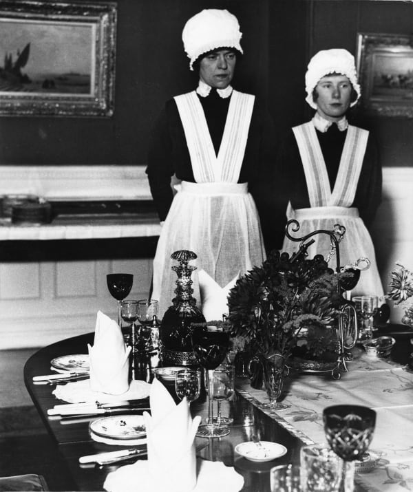 Parlourmaid and Under-Parlourmaid Ready to Serve Dinner