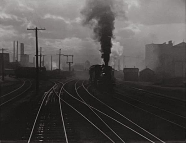 train with billowing cloud of smoke on tracks, Hand of Man by Alfred Stieglitz