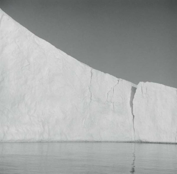 Lynn Davis photograph of sloping iceberg in Disko Bay, Greenland with hairline crack in middle