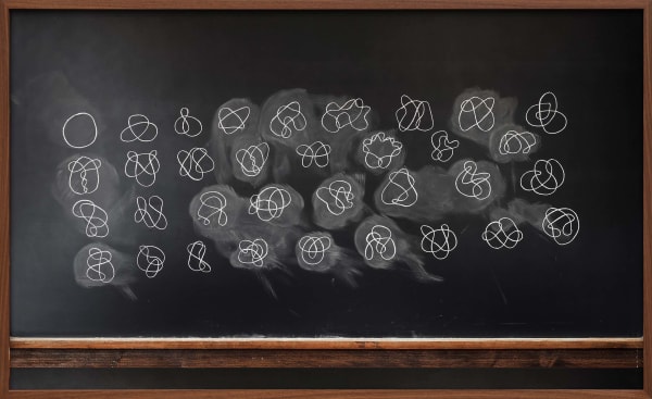 Chalkboard depicting knot theory formula from Do Not Erase series by Jessica Wynne