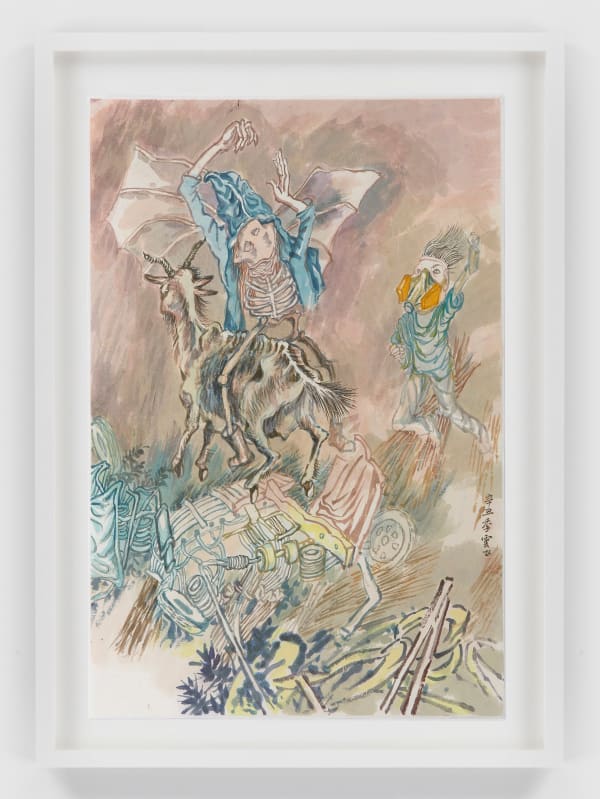 Yun-Fei Ji, The hooded skeleton on a goat, 2021