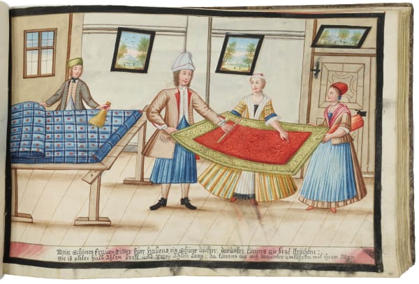 Hörmannsperger, Johann Franz, Baroque pattern book and album of the blanket maker Johann Franz Hörmannsperger, Vienna, 1736.