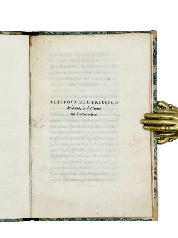 Trissino, Giovan Giorgio, Epistola del Trissino de la vita, che dee tenere una donna vedova, 1524. Rome. Lodovico vicentino and Lautitio.