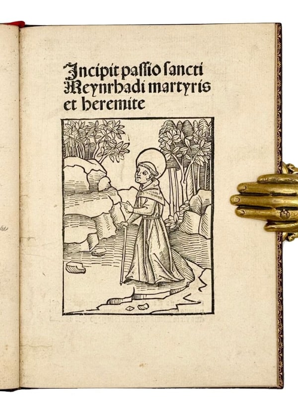 Meynradus von Einsiedeln, Passio Sancti Meynradi martyris et heremite. Ed. Sebastian Brant, Basel. Michael Furter, XII. kal. octobris [= 20 Sept.] 1496.