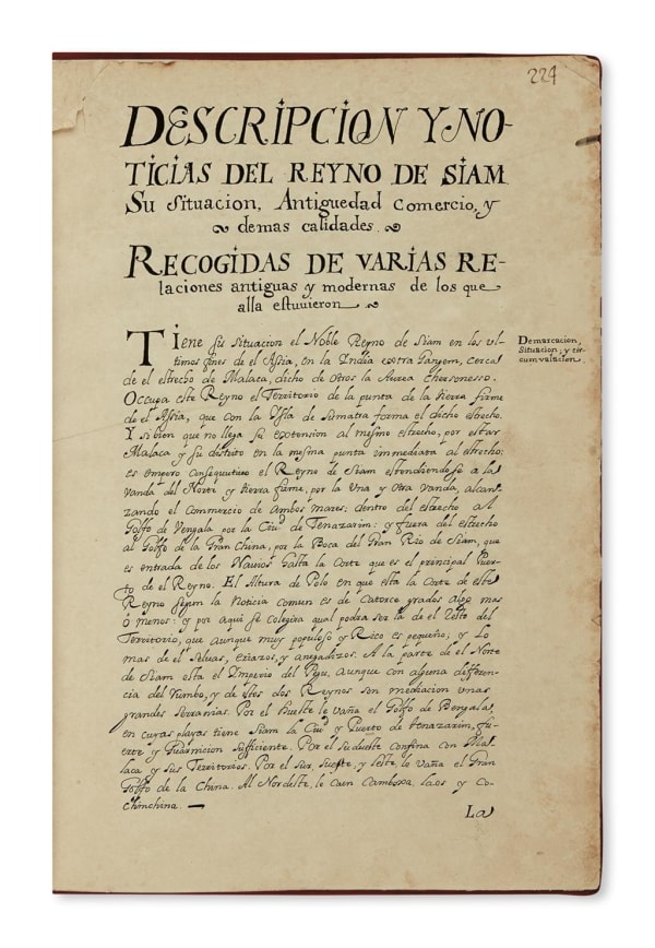 [Siam, China, and the European presence in the region], Relacion de lo sucedido en el Reyno de Sian, El Año de [16]88. muerte de el Rey, y su balido, y entrada de los Francezes en aquel Reyno, S.a. [c.1688]. S.l. Philippines, perhaps Manila.