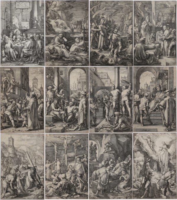 Goltzius, Hendrick, The engraved Passion of Christ, the complete set of twelve, signed and dated on the plate, first state of two before De Wit's address, 1596-98. Haarlem.