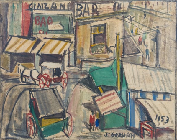 José Gurvich Escena ciudad, 1953 Oil on canvas 16 3/4 x 21 in 42.5 x 53.5 cm