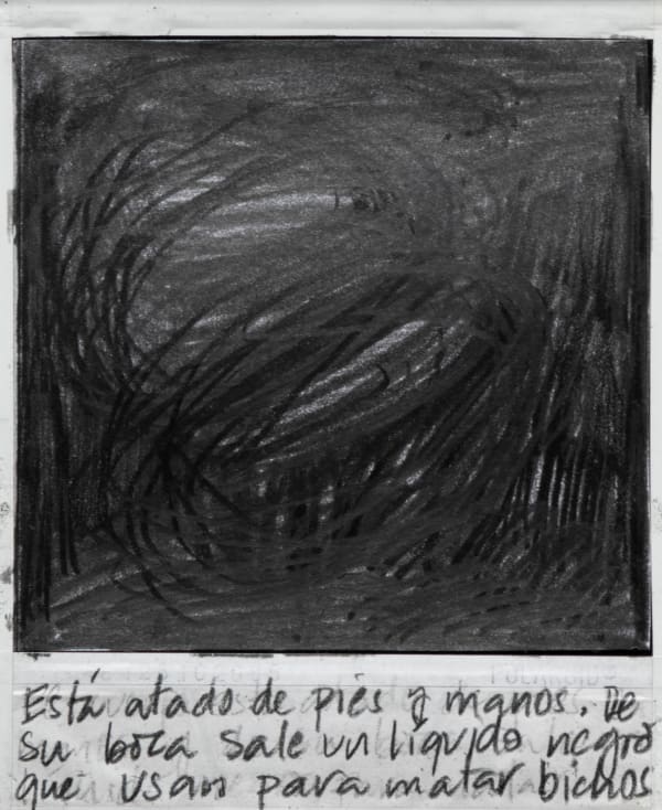 Priscilla Monge Los malos paisajes (Está atado de pies y manos....), 2021 Polaroid with applied graphite 4 x 3 1/2 in 10.2 x 8.9 cm