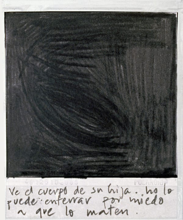 Priscilla Monge Los malos paisajes (Ve el cuerpo...), 2021 Polaroid with applied graphite 4 x 3 1/2 in 10.2 x 8.9 cm