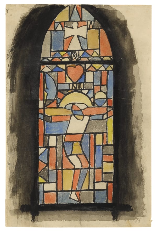 José Gurvich Boceto vitral, 1940s Watercolor on paper 13 3/8 x 9 in 34 x 23 cm