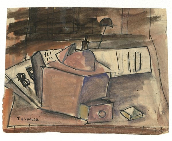 José Gurvich Naturaleza muerta, 1950 Tempera on paper 4 3/8 x 5 1/2 in 11 x 14 cm