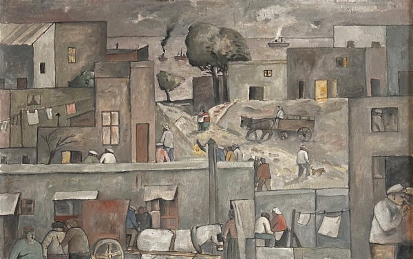 José Gurvich Street in El Cerro, 1958 Oil on board 20 5/8 x 32 in 52.4 x 81.3 cm