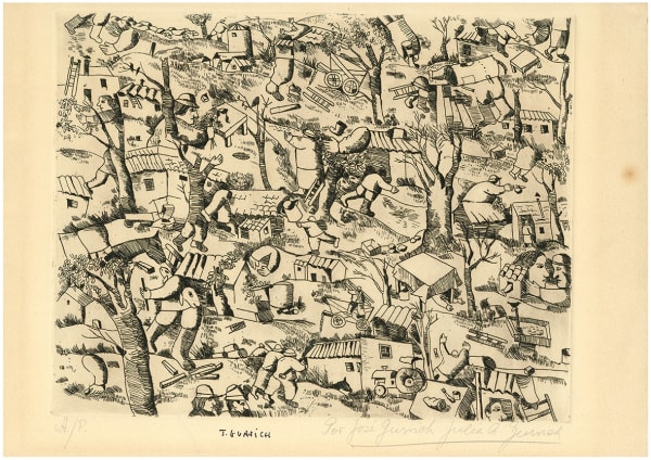 José Gurvich Composición del kibbutz, c. 1973 Engraving 10 1/4 x 13 in 26 x 33 cm AP