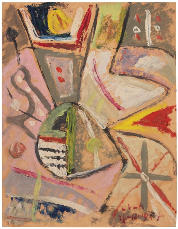 Esteban Lisa Juego con líneas y colores, 1954 Oil on paper 11 3/4 x 9 1/8 in 30 x 23.2 cm