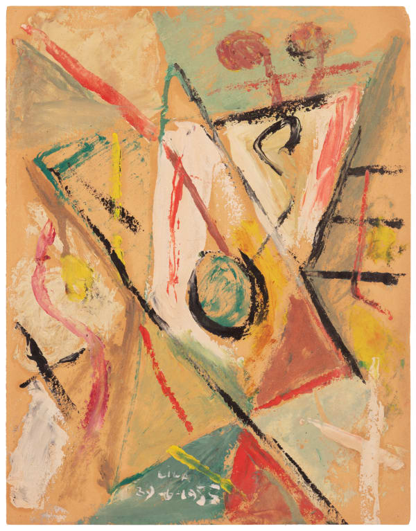 Esteban Lisa Juego con líneas y colores, 1955 Oil on paper 11 3/4 x 9 1/8 in 29.8 x 23 cm