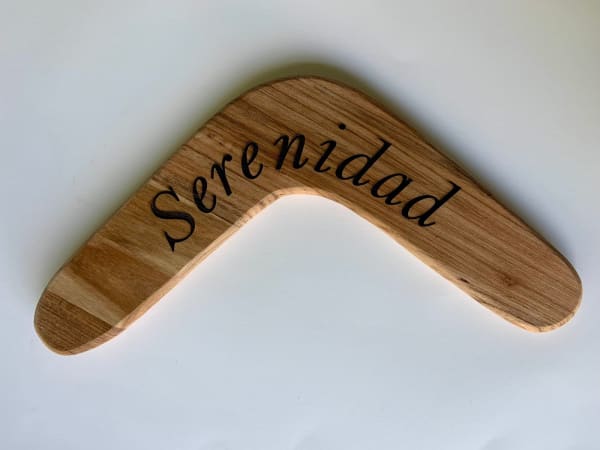 Priscilla Monge Las buenas palabras, Serenidad, 2024 Laser engraving on wood 4 x 15 3/4 x 3/4 in 10 x 40 x 2 cm