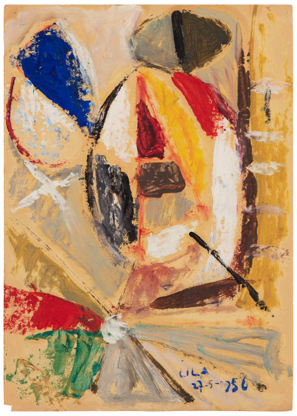 Esteban Lisa Juego con líneas y colores, 1958 Oil on paper 13 5/8 x 9 1/2 in 34.5 x 24 cm