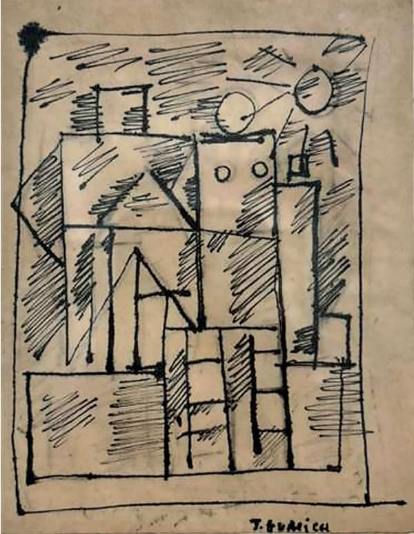 José Gurvich Constructivo con pareja, 1948 Ink on paper 5 1/8 x 4 in 13 x 10 cm