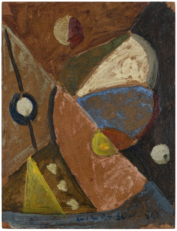 Esteban Lisa Composición (double-sided composition), 1950 Oil on thin board 8 3/4 x 6 3/4 in 22.3 x 17 cm