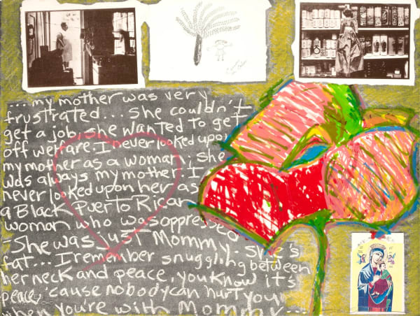 Juan Sánchez Para Carmen María Colón (Guariquen: Images and Words Rican/Structed series), 1986 Signed, titled, dated 86 Lithography, photo lithography, color xerox, chine collé 22 1/4 x 30 in 56.4 x 76 cm Edition of 25 (Edition record)