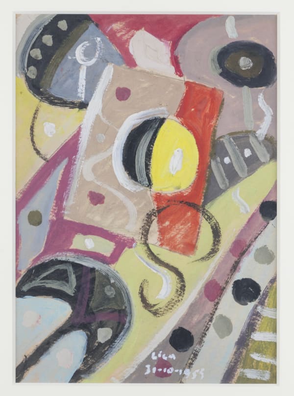 Esteban Lisa Composición (juego con líneas y colores), 1953 Oil on paper board 13 5/8 x 9 3/4 in 34.6 x 24.8 cm