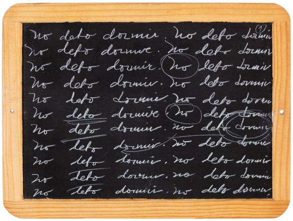 Priscilla Monge Pizarra 1, 1999 Chalkboard and white chalk 8 5/8 x 11 3/4 in 22 x 30 cm