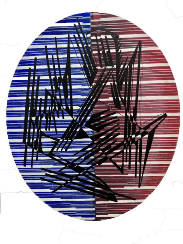 Vargas-Suarez Universal Hidden Order III, 2020 Acrylic, oil enamel and oil on linen 23 1/2 x 19 1/2 in 59.7 x 49.5 cm