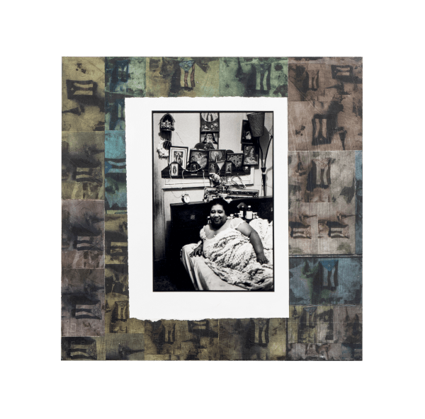 Juan Sánchez Mami y su Altar, 2021 Vintage silver gelatin print and mixed media collage on wood panel 12 x 12 in 30.5 x 30.5 cm