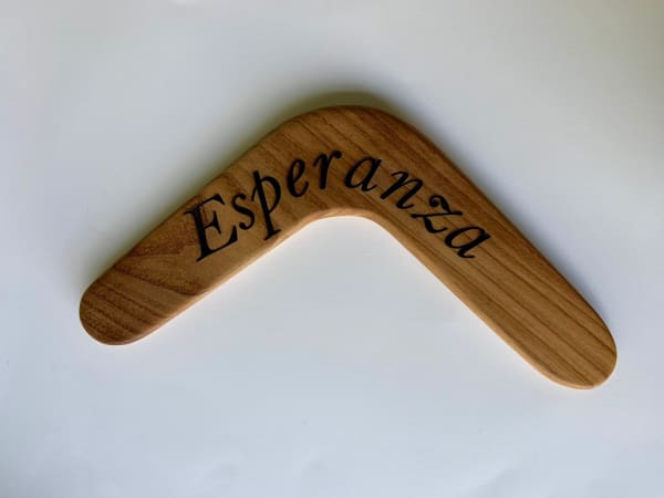 Priscilla Monge Las buenas palabras, Esperanza, 2024 Laser engraving on wood 4 x 15 3/4 x 3/4 in 10 x 40 x 2 cm