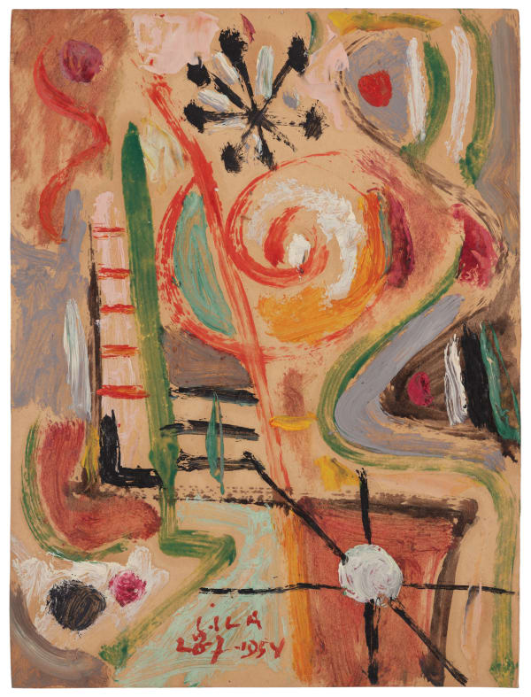 Esteban Lisa Juego con líneas y colores, 1954 Oil on paper 11 3/4 x 8 7/8 in 30 x 22.5 cm