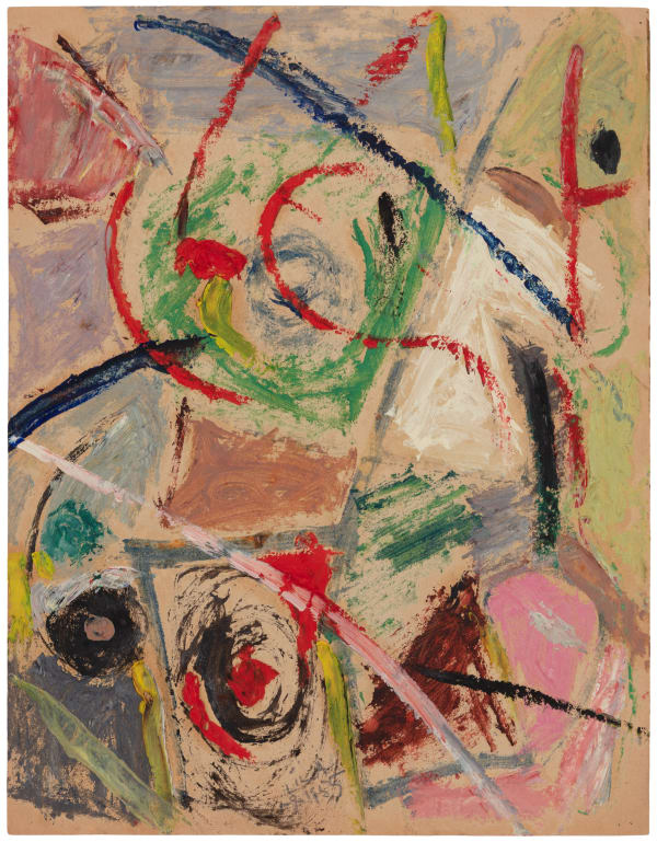 Esteban Lisa Juego con líneas y colores, 1955 Oil on paper 11 3/4 x 9 1/8 in 30 x 23 cm
