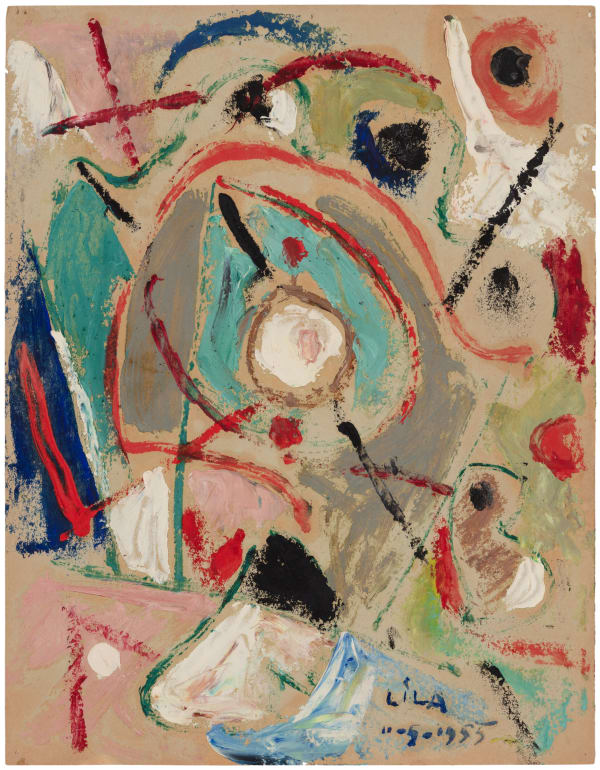 Esteban Lisa Juego con líneas y colores, 1955 Oil on paper 11 3/4 x 9 1/8 in 29.8 x 23.3 cm