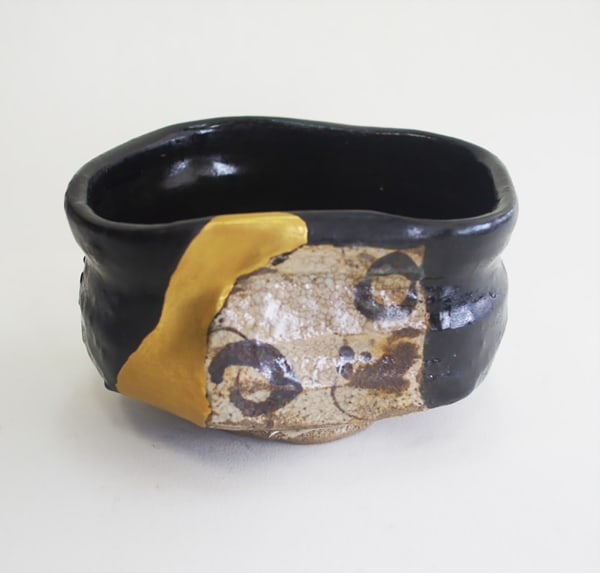 Showzi Tsukamoto, Black Oribe Chawan Shoe Shape