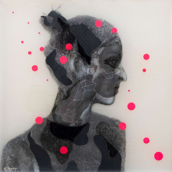 Rogelio Manzo Daniela XVII, 2023 Oil and mixed media on acetate panelsm 42 x 42 cm 16 ½ x 16 ½ in