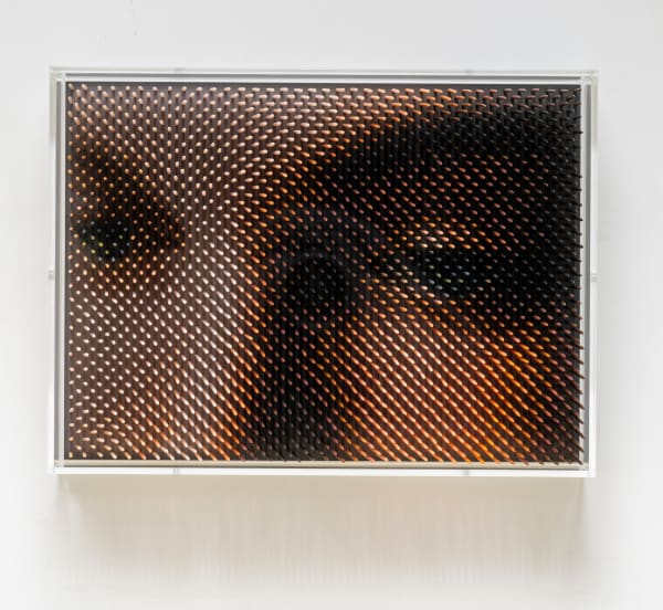 Maxim Wakultschik But desire is long, 2023 Optical toothpicks behind plexiglass 26 x 35 x 9 cm 10 ¼ x 13 ¾ x 3 ½ in