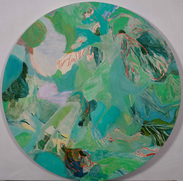 Keiko Kimoto Sumpf, 2024 Egg tempera on canvas ø 60 cm ø 23 ⅝ in