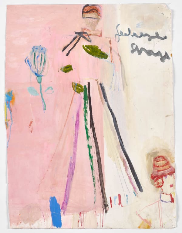 Lorna Robertson Where left is always right, 2021 oil on paper 81.8 x 62 cm 32 1/4 x 24 3/8 in (paper size) 94.9 x 73.4 cm 37 3/8 x 28 7/8 in (framed)