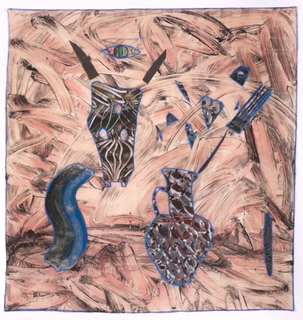 Lotte Gertz The scattered bones of home, 2016 acrylic and watercolour (oil) on Calico and linen 100 x 105 cm 39 3/8 x 41 3/8 in