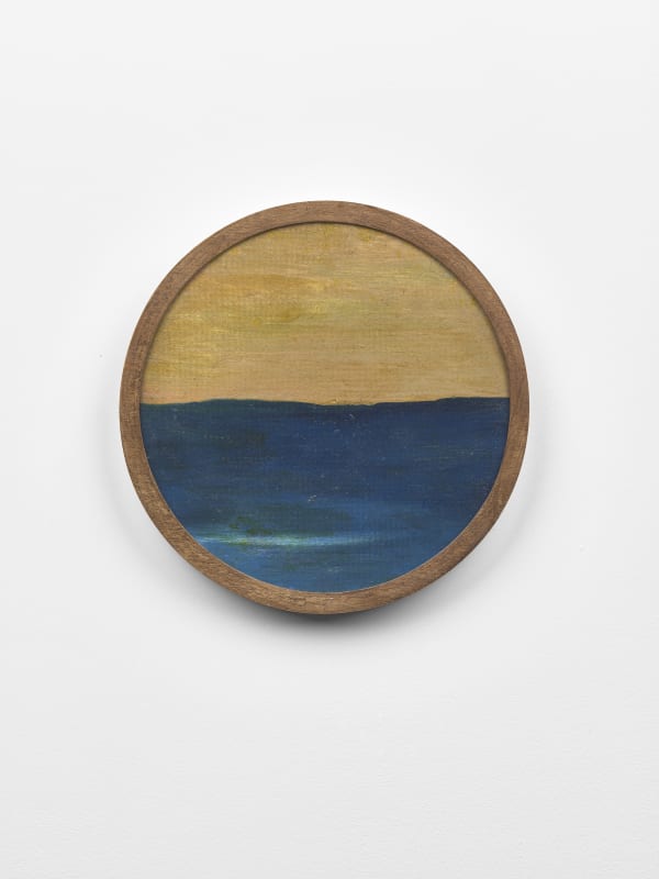 Frank Walter Untitled (Yellow sky and blue sea) Oil on pressed fibre with Masonite backing 21 cm diameter