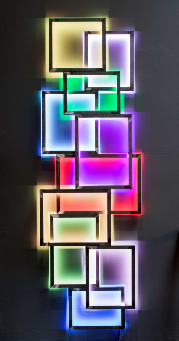 David Batchelor Glowstick 1, 2016 Stainless steel, LED lights, DMX controller 75 x 220 x 10 cm 29 1/2 x 86 5/8 x 4 in