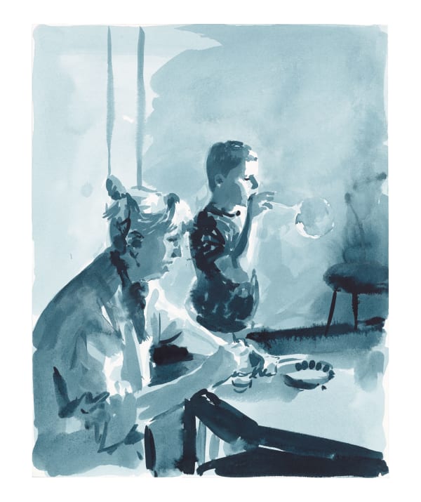 Caroline Walker Mini Professors 3, 2023 ink on paper 53.7 x 43.7 cm (framed) 21 1/8 x 17 1/4 in