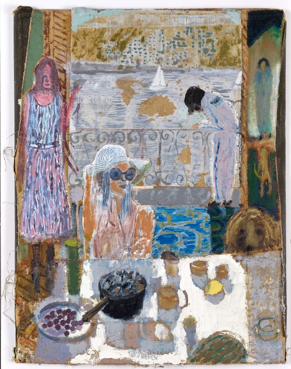 Andrew Cranston A room remembered , 2018 oil and collage on hardback book cover 36 x 27.7 cm 14 1/8 x 10 7/8 in