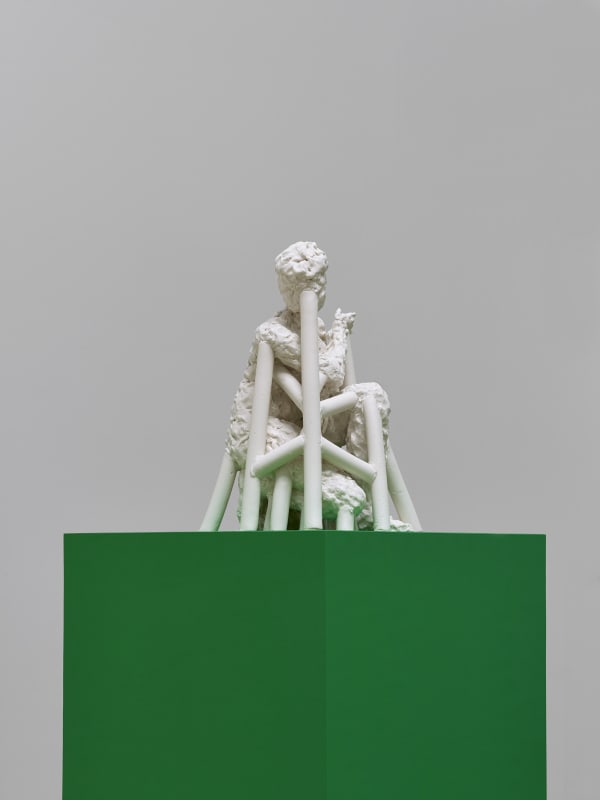 Jessica Harrison Marble Statue of Beautiful Naked Girl Greek 4, 2020 parian porcelain, green screen reflection 42 x 32 x 28 cm 16 1/2 x 12 5/8 x 11 in