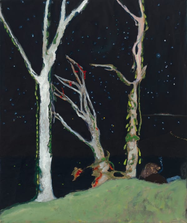 Peter Doig Figures at Night, 2017 Image courtesy of the artist and Michael Werner Gallery oil on stretched paper 73.5 x 61.5cm