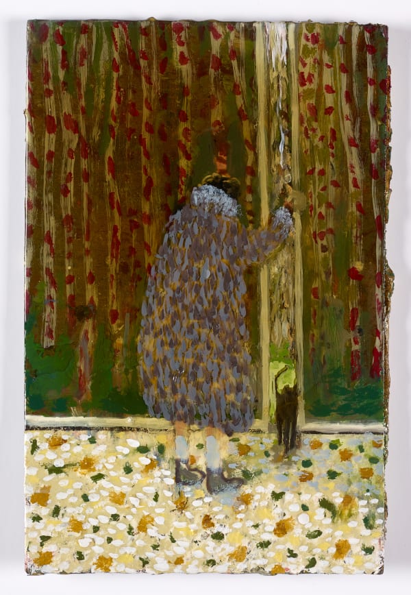 Andrew Cranston Is the cat in?, 2018 oil and varnish on hardback book cover 24.2 x 16 cm 9 1/2 x 6 1/4 in