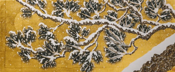 Daisuke Nakano Solemn and Auspicious New Year Pine 松 「淑気立つ」, 2024 Washi paper, gold leaf, mineral pigments