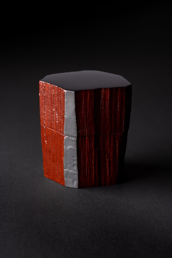 Jihei Murase Hatchet-Shaved Silver Zelkova Nakatsugi Tea Caddy, 2022 Lacquer